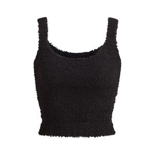 SKIMS Black Fuzzy Tank Crop Top